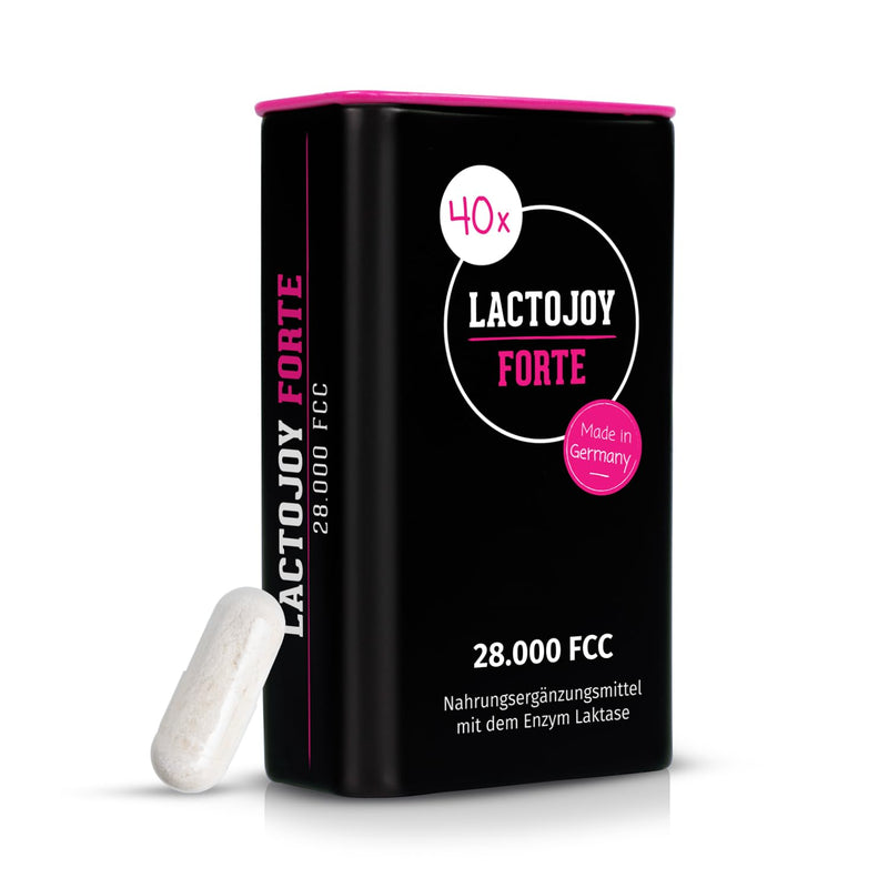 LactoJoy Forte Lactase Capsules - 28,000 FCC, Lactose Intolerance Relief, Vegan, Made in Germany