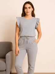 Ladies Frill Boxy Loungewear Set - InStock