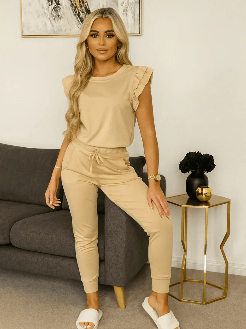 Ladies Frill Boxy Loungewear Set - InStock