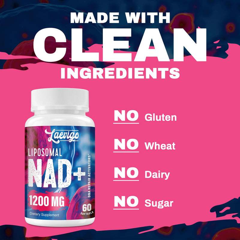 Laevigo Liposomal NAD+ 1200mg – High Absorption NAD+ Supplement for Energy & Longevity | 120 Softgels