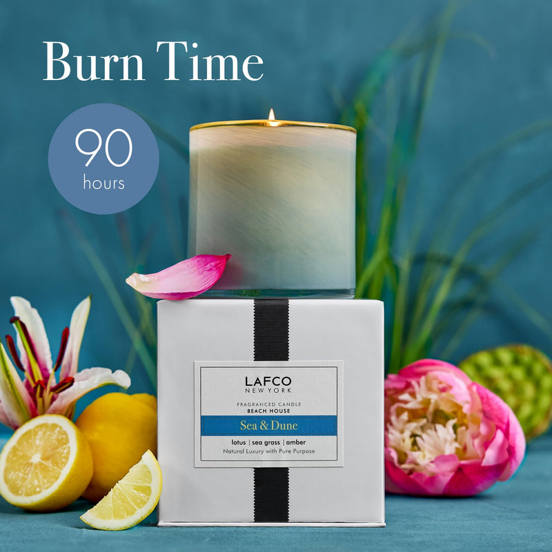 LAFCO New York Signature Candle Sea & Dune 2-Pack • 15.5 oz Each • 90-Hour Burn • Hand Blown Glass Vessel • Made in USA