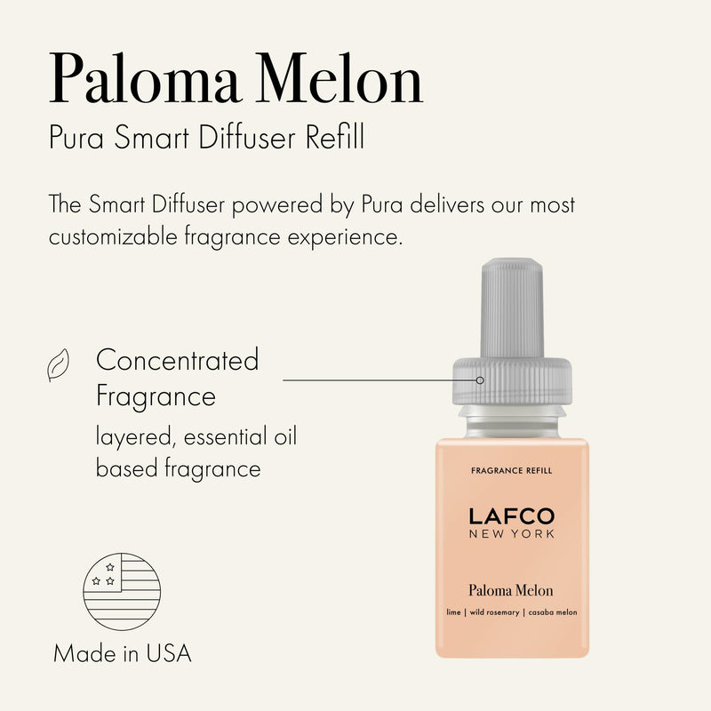 LAFCO New York Pura Smart Device Refill Paloma Melon – Up to 2 Weeks Fragrance Life | Made in USA