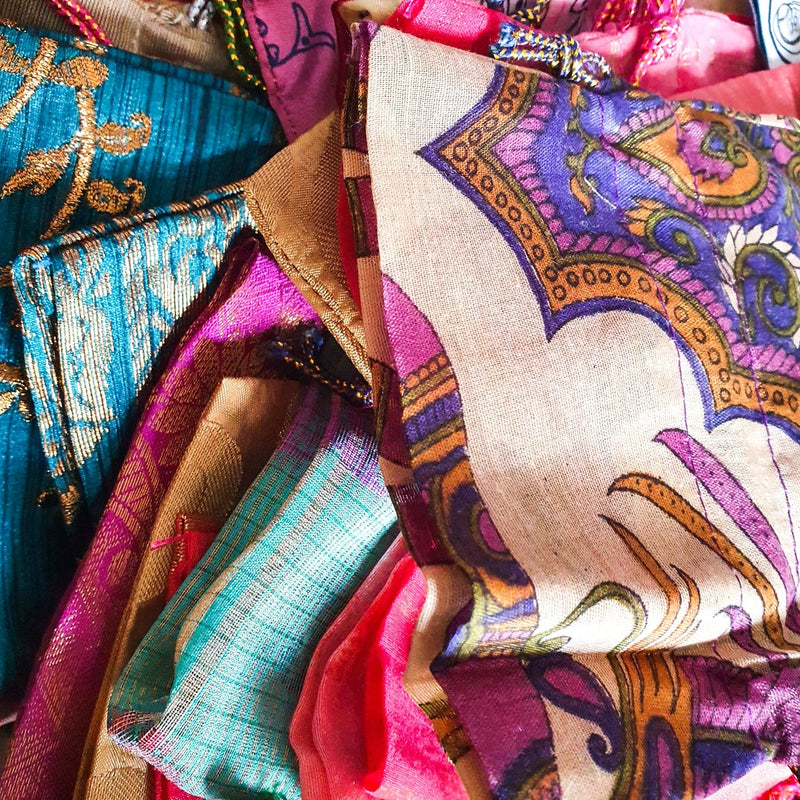 Large sari gift bags with drawstring
