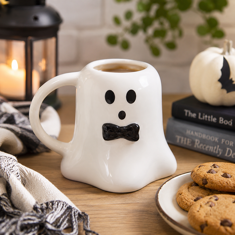 Halloween Ghost Mug With Bow Tie