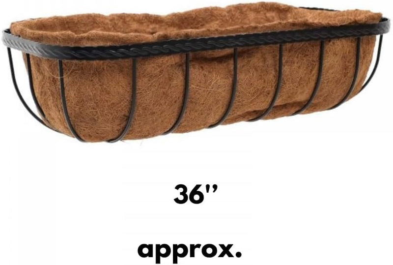 36 Inch Wall Mounted Flower Trough with Coco Liner 40L Black