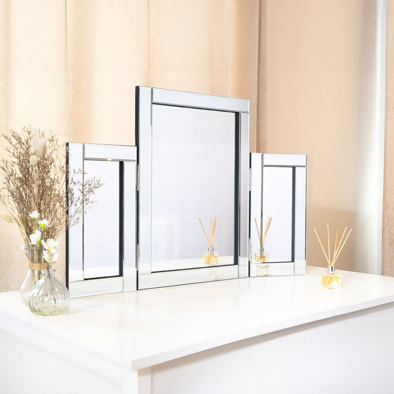 Luxury Tri Fold Dressing Table Mirror Freestanding Vanity Mirror