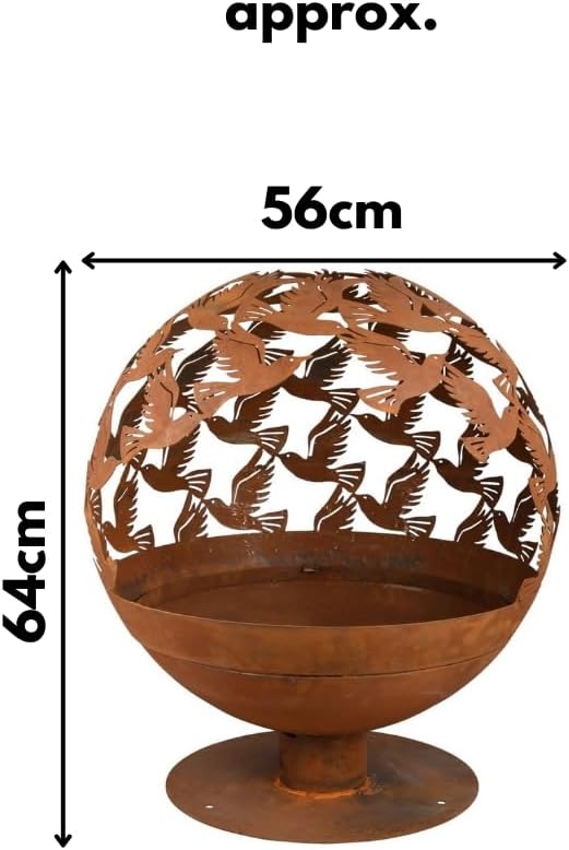 64cm Bird Design Fire Pit Globe with 360° Flame View