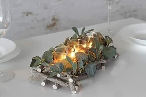 Double Pine Cone Tea Light Holder Decoration