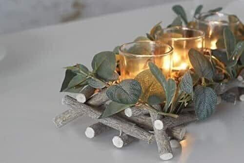 Double Pine Cone Tea Light Holder Decoration