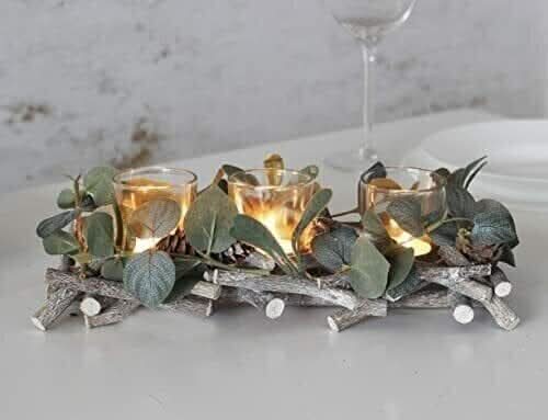 Double Pine Cone Tea Light Holder Decoration
