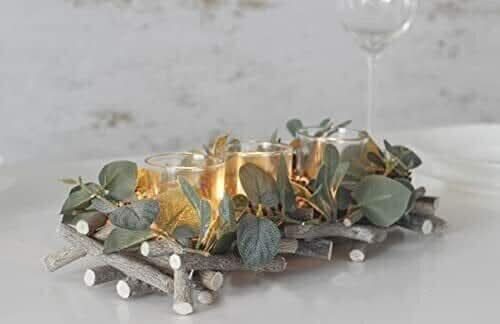 Double Pine Cone Tea Light Holder Decoration