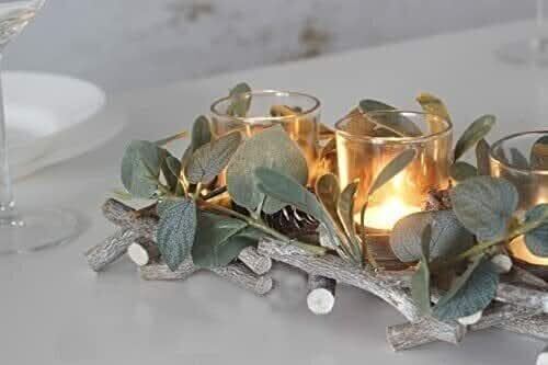 Double Pine Cone Tea Light Holder Decoration