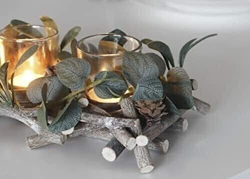 Double Pine Cone Tea Light Holder Decoration
