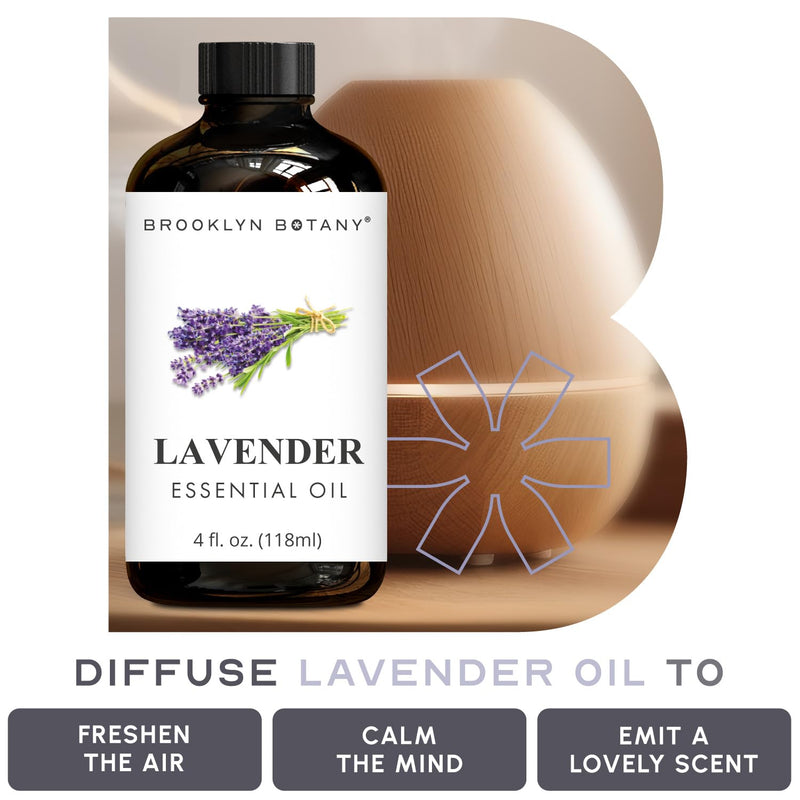 Brooklyn Botany Lavender Essential Oil – 4oz, 100% Pure & Natural, Premium Grade with Dropper