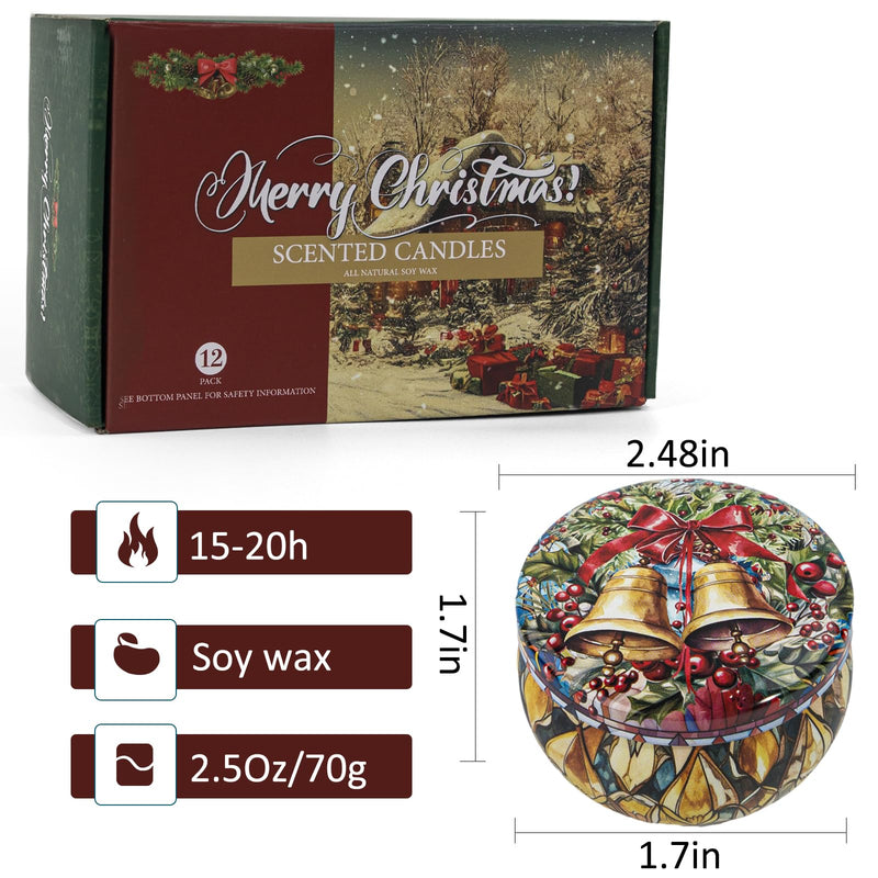 Christmas Candle Gifts Set - 12 Pack Soy Wax Candles for Women