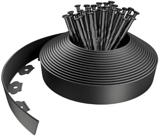 10m Flexible Lawn Edging Border with 20 Pegs Black