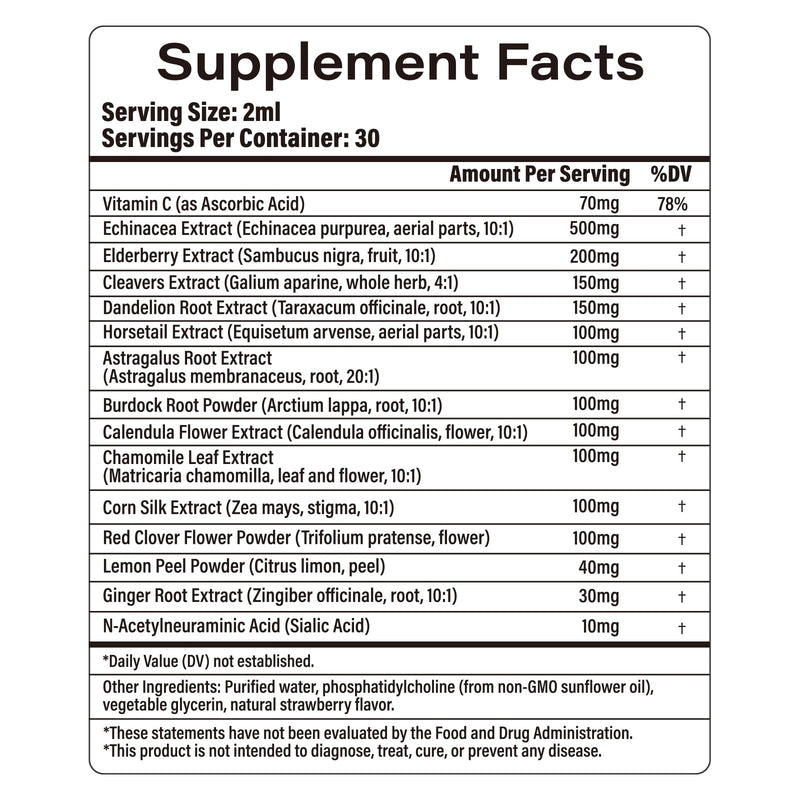 Lazpowfi Liposomal Lymph Drops 2000mg – Strawberry Flavor, 2 fl oz