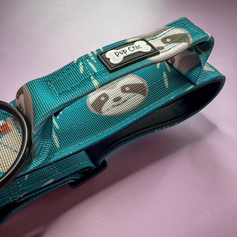 Lazy Sloth Tactical Dog Collar with Handle – Durable & Stylish for Large Dogs