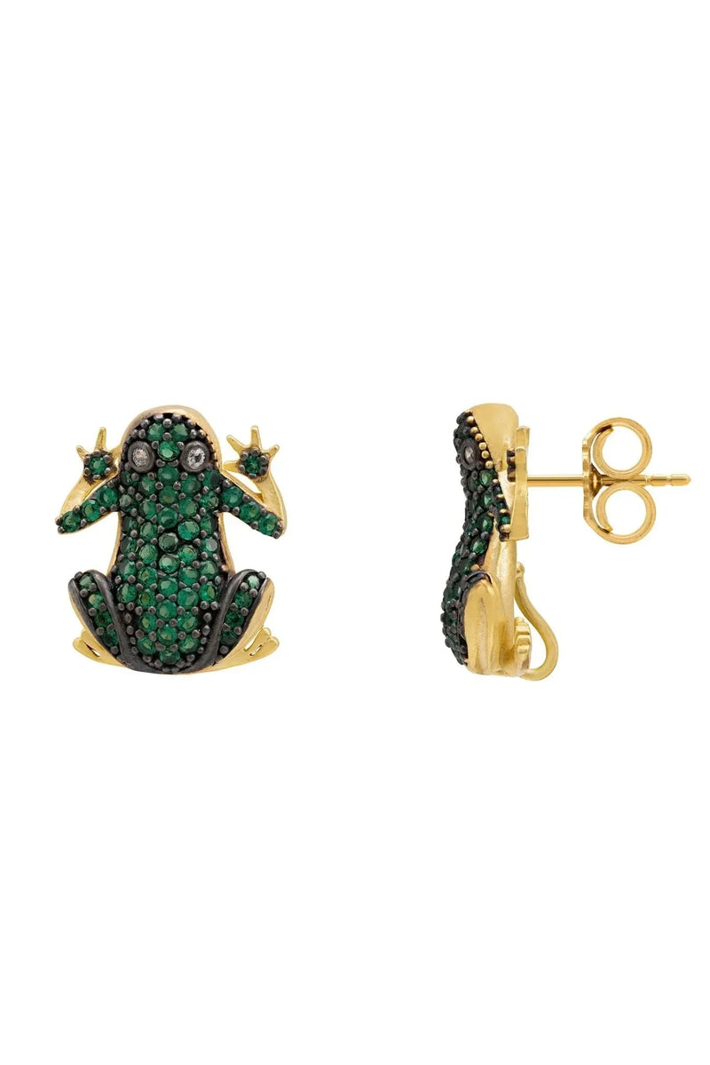 Leap Frog Stud Earrings Gold
