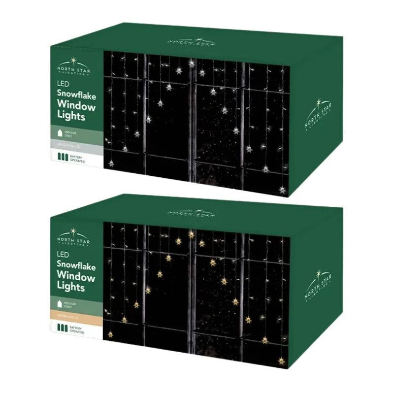 LED battery operated snowflake window lights 1.8m