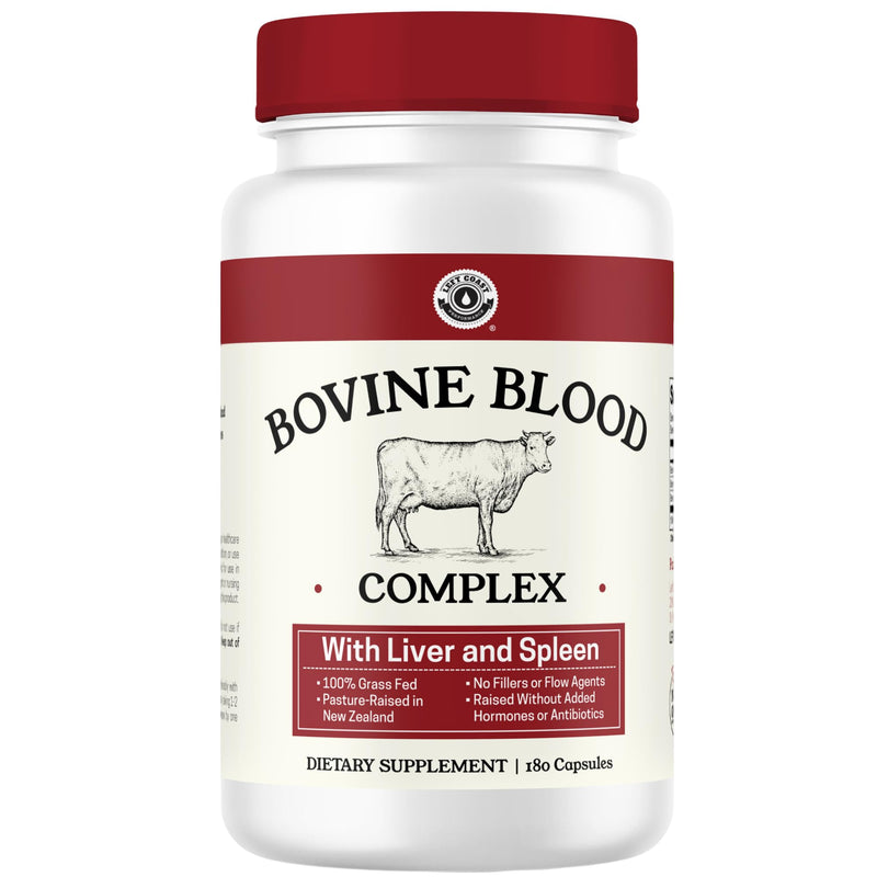 Left Coast Performance Grass-Fed Bovine Blood & Beef Liver Supplement – NZ Pasture Raised, Freeze-Dried, 180 Capsules