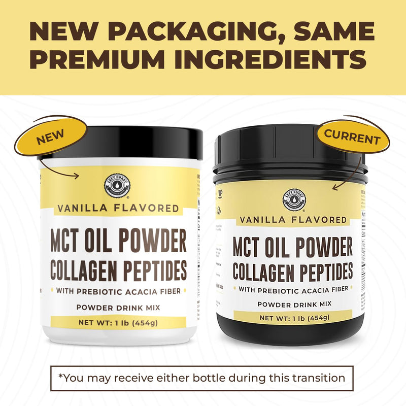 Left Coast Performance MCT Oil Powder with Acacia Fiber & Collagen – Vanilla, 16 oz