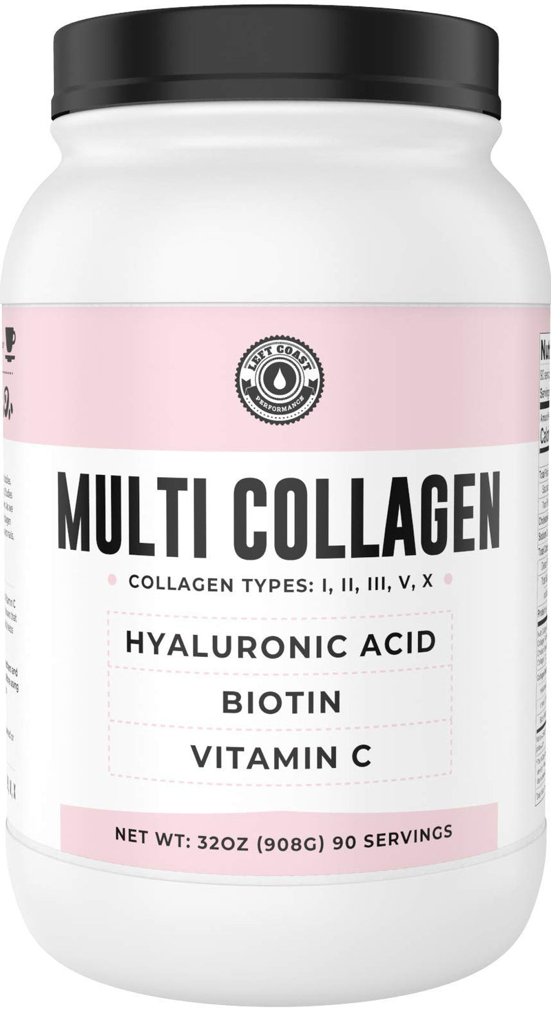 Left Coast Performance Multi Collagen Powder 2lb with Biotin, Hyaluronic Acid & Vitamin C