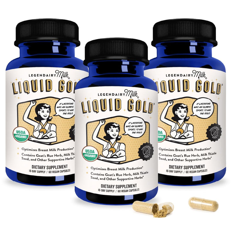 Legendairy Milk Liquid Gold Lactation Support – Organic Goats Rue, Milk Thistle, Shatavari, Fennel, Alfalfa & Anise | 60 Count (Pack of 3)