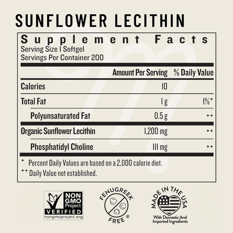 Legendairy Milk Sunflower Lecithin 1200mg – Lactation Support (200 Softgels x2, USA Made)
