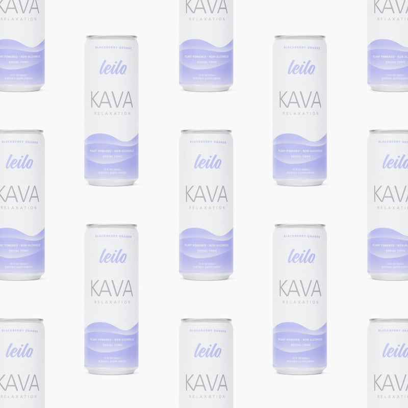 LEILO Kava Powered Sparkling Relaxation Drink – Blackberry Orange 12-Pack | Non-ALC Calming Beverage | 12 fl oz Cans