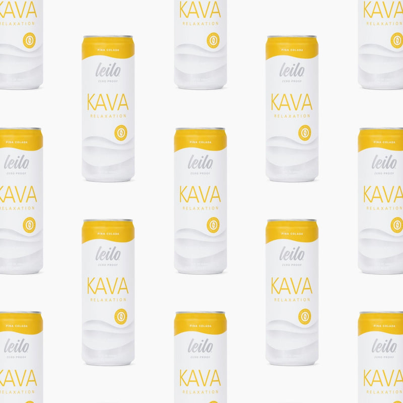 LEILO Kava Powered Pina Colada Mocktail – Sugar-Free, 12-Pack, 10 Cal Per Can, Non-Alcoholic