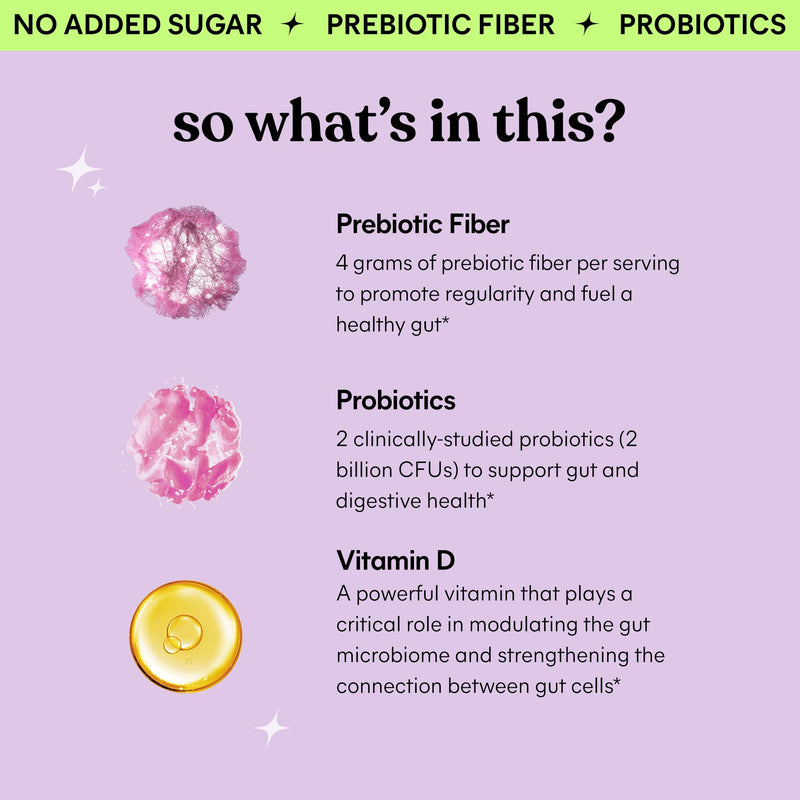 Lemme No. 2 Fiber & Probiotic Gummies for Adults – No Sugar Added, Strawberry (60 Count)