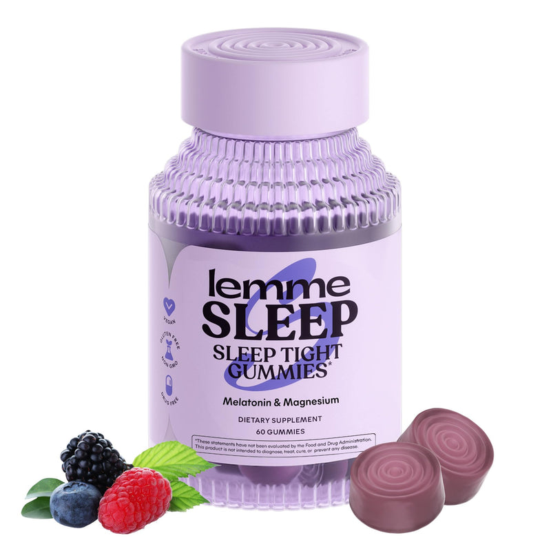 Lemme Sleep Gummies – 5mg Melatonin, Magnesium, L-Theanine, Chamomile & Lavender (60 Count) – Berry