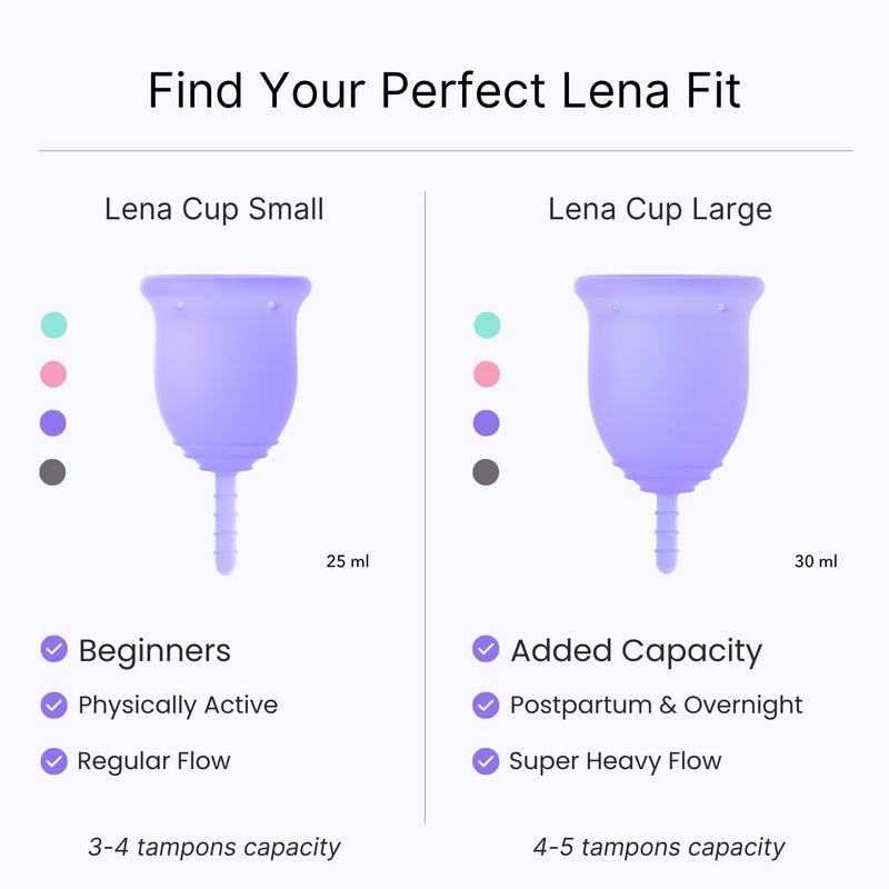 LENA Menstrual Cup Original Large Pink – Heavy Flow, 12-Hour Leak-Free Reusable Silicone