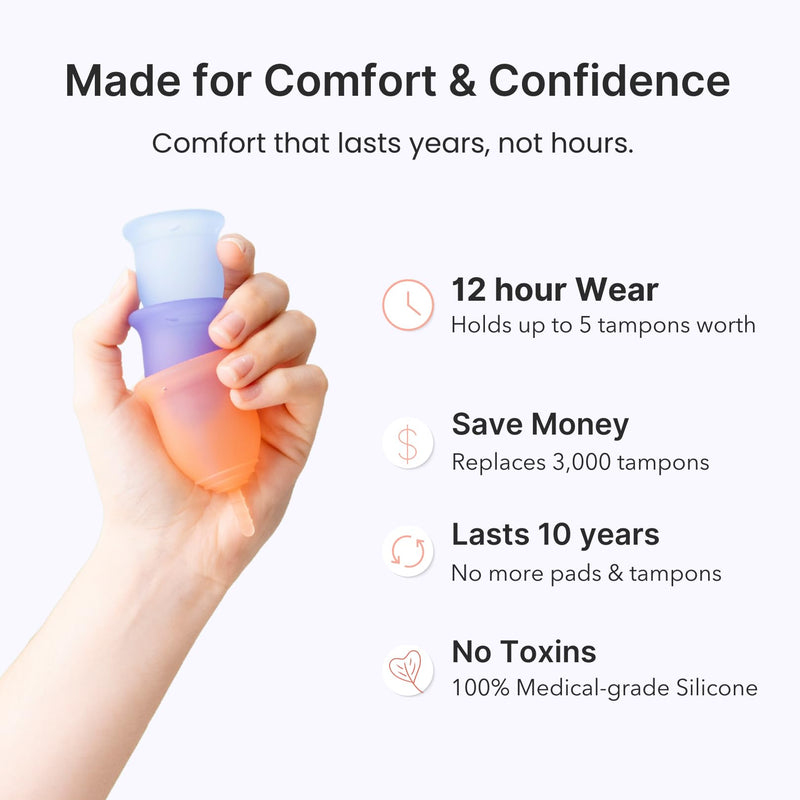 Lena Cup Original Small Gray – Reusable Silicone Menstrual Cup, 12-Hour Leak-Free Comfort | Beginner-Friendly