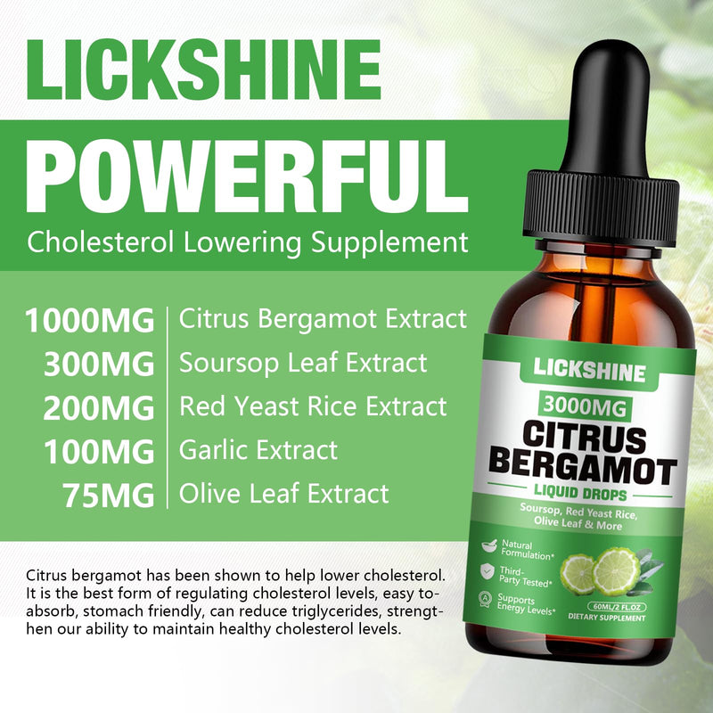 Lickshine 2 Pack Citrus Bergamot Liquid Drops – High Absorption & Cholesterol Support (4 oz)