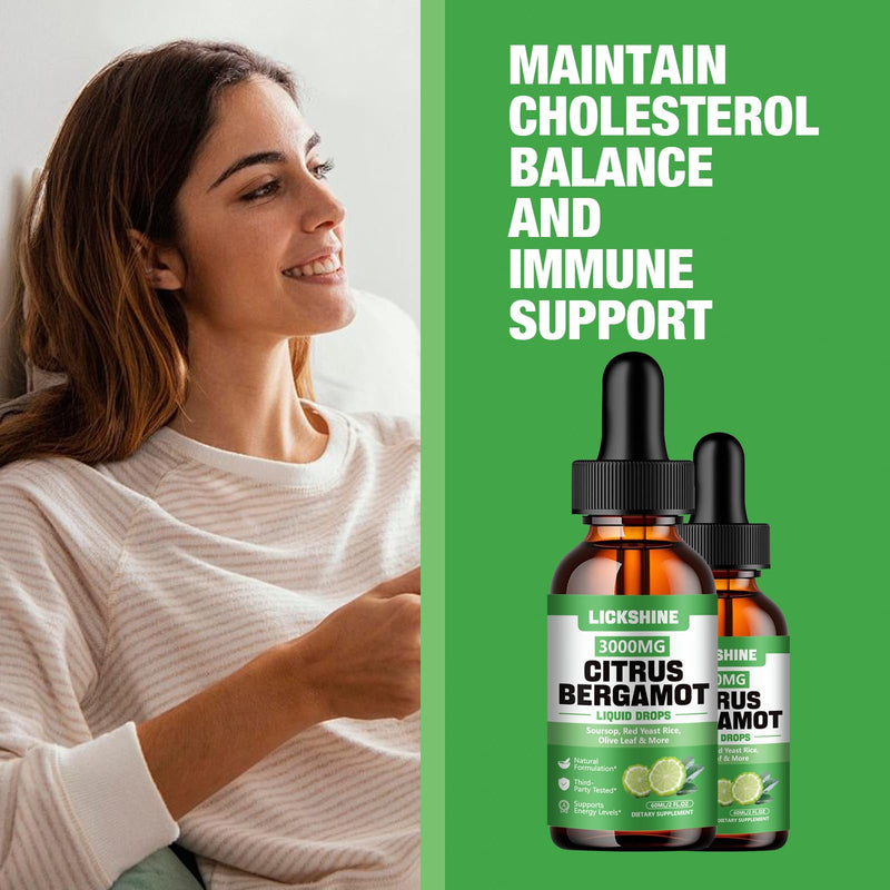 Lickshine 2 Pack Citrus Bergamot Liquid Drops – High Absorption & Cholesterol Support (4 oz)