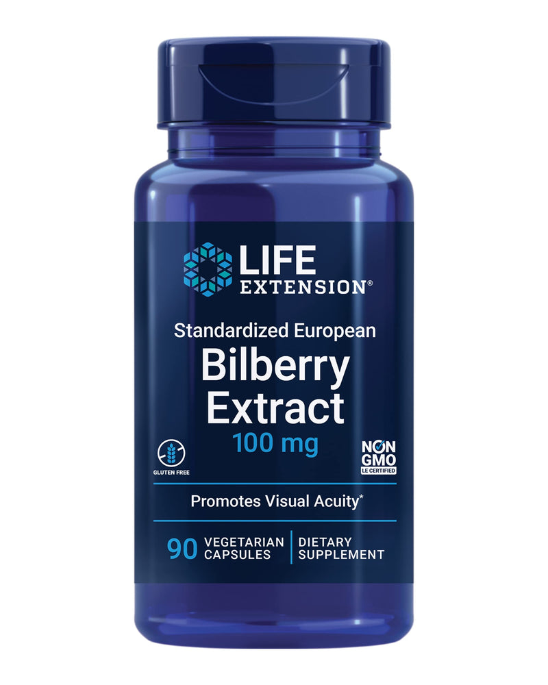 Life Extension European Bilberry Extract 100 mg | MirtoSelect Vaccinium myrtillus | Eye Health, Circulation, 90 Capsules