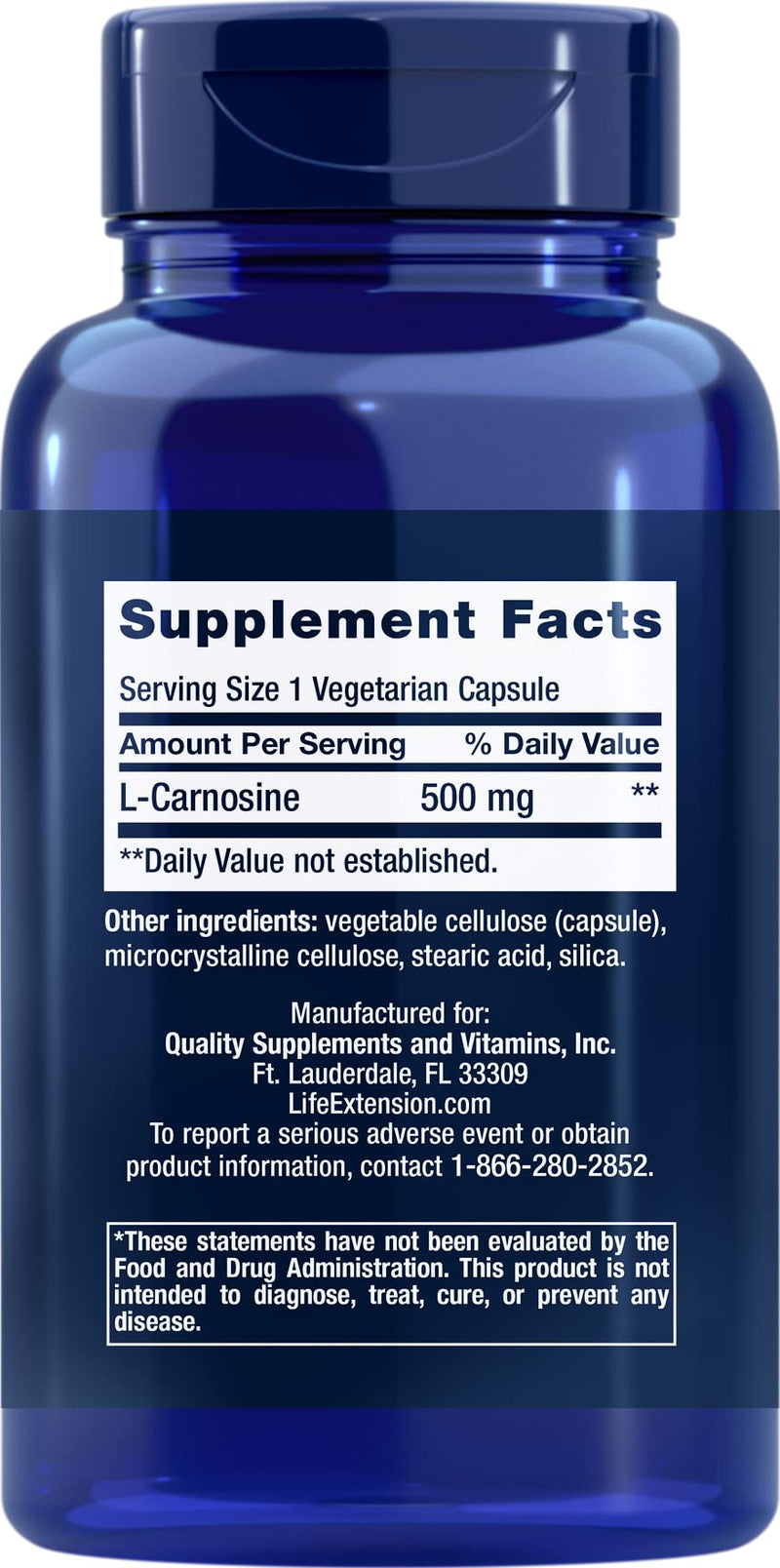 Life Extension Carnosine – Healthy Aging, Exercise Recovery | 60 Vegetarian Capsules