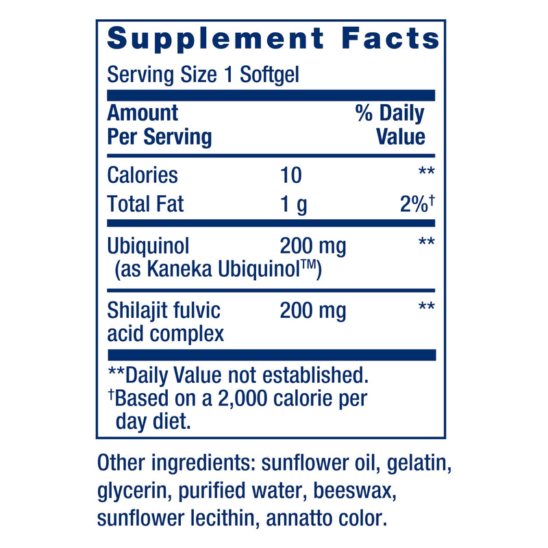 Life Extension Super Ubiquinol CoQ10 with Shilajit – 200 mg, Enhanced Mitochondrial Support | Gluten-Free, Non-GMO