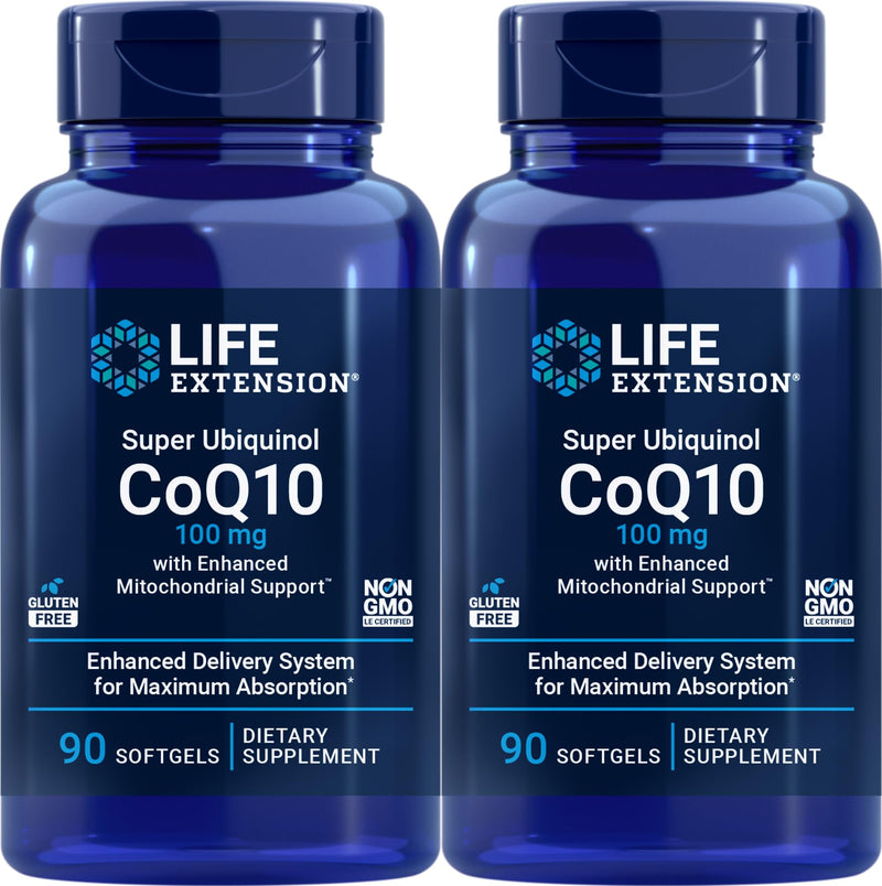 Life Extension COQ10 Super Ubiquinol 100mg – 90 Softgels (Pack of 2) with Enhanced Mitochondrial Support