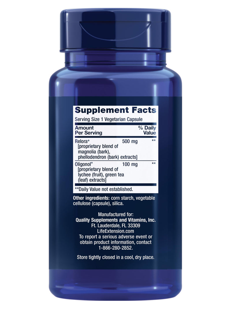Life Extension Cortisol-Stress Balance | Relora Magnolia Bark, Green Tea & Lychee Extract | 30 Vegetarian Capsules