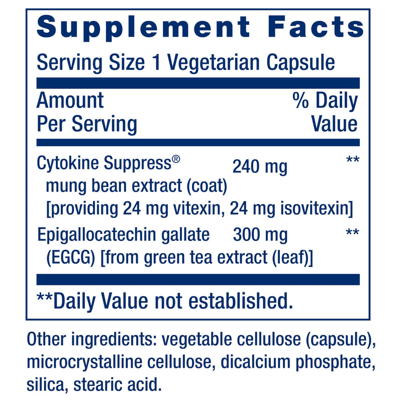 Life Extension Cytokine Suppress with EGCG, 30 Count | Immune Support
