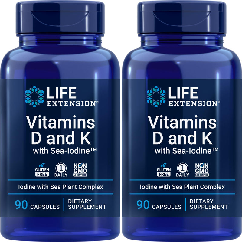 Life Extension D & K with Sea-Iodine, 90 Capsules (Pack of 2)