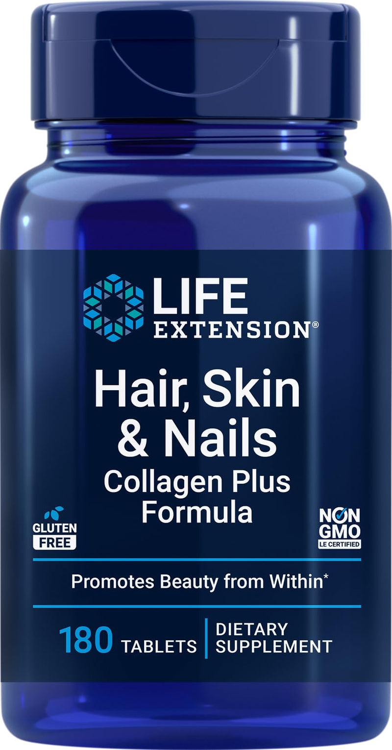 Life Extension Hair, Skin & Nails Collagen Plus Formula – 180 Tablets