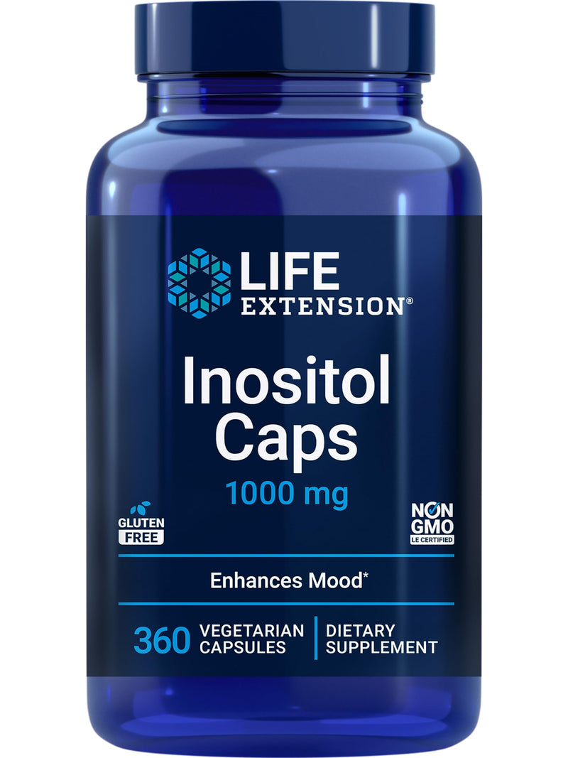 Life Extension Inositol Caps – 1000 mg Myo-Inositol for Mood, Metabolism & Hormone Balance – Gluten-Free, Non-GMO, Vegetarian – 360 Capsules