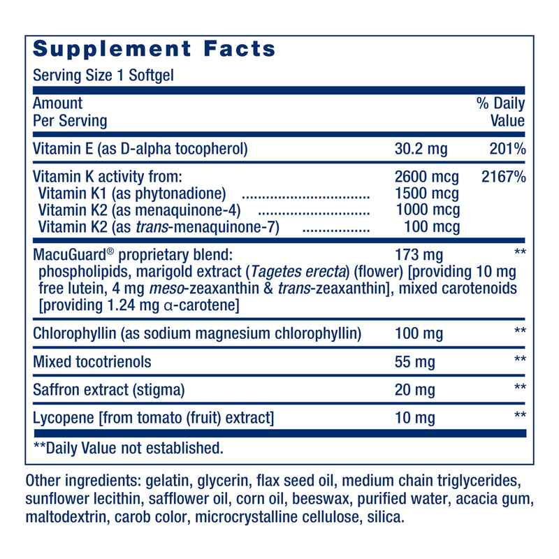 Life Extension Once-Daily Health Booster – Vitamin K1/K2, Vitamin E, Saffron & Lutein | 60 Softgels | Non-GMO, Gluten-Free