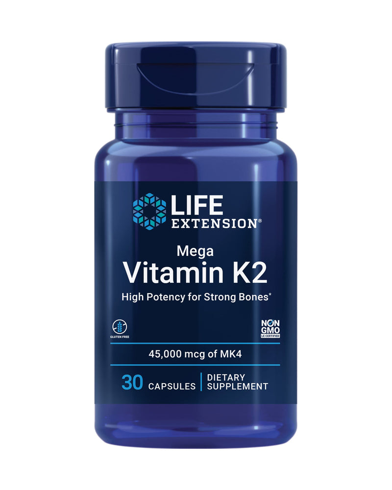 Life Extension Mega Vitamin K2 – 45 mg K2 for Strong Bones, 30 Capsules