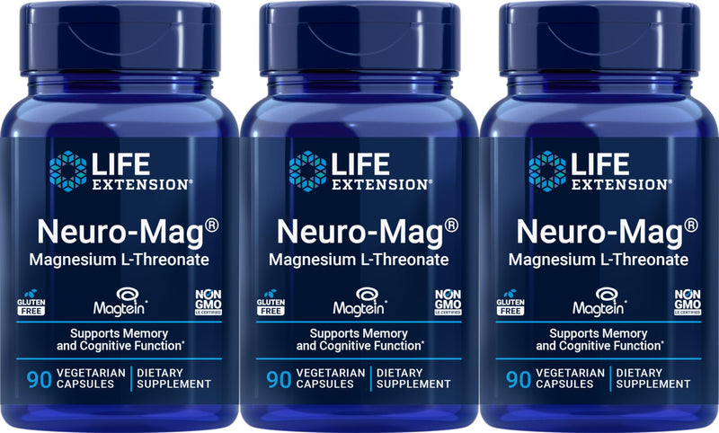 Life Extension Neuro-mag Magnesium L-threonate, 90 Count (Pack of 3)