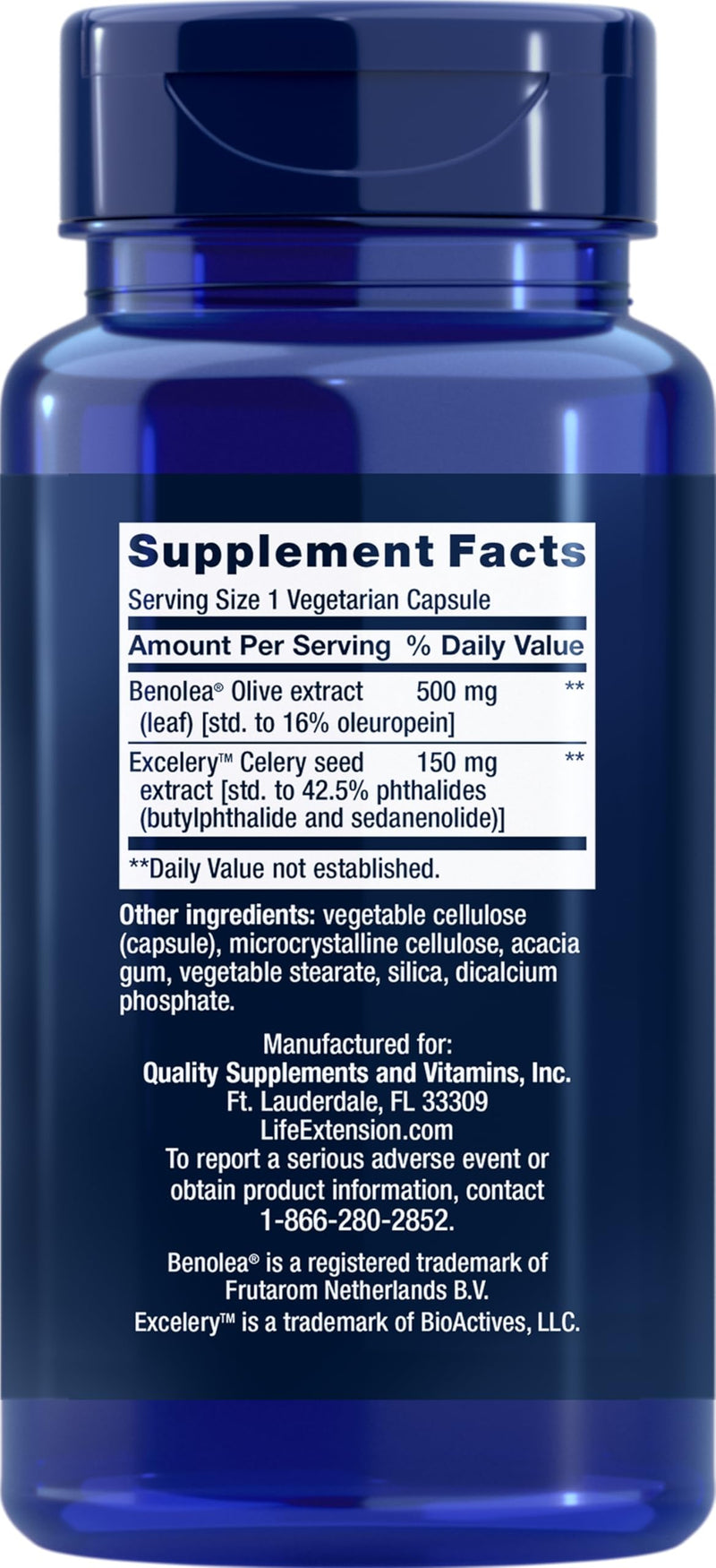 Life Extension Advanced Olive Leaf Vascular Support, 60 Vegetarian Capsules (Pack of 2)